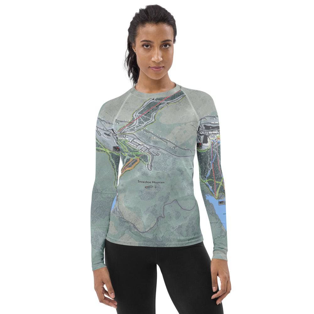 Snowshoe Mountain, West Virginia Ski Trail Map Women's Base Layer Top - Powderaddicts