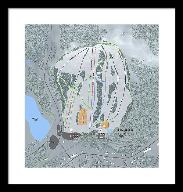 Soda Springs Ski Trail Map - Framed Print - Powderaddicts