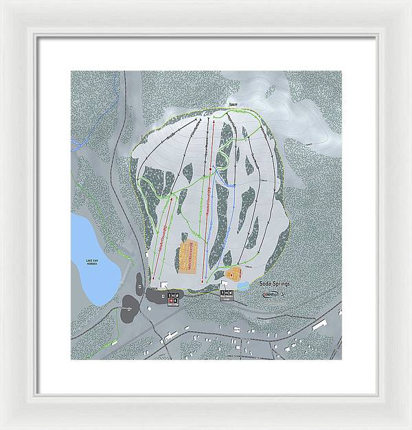 Soda Springs Ski Trail Map - Framed Print - Powderaddicts