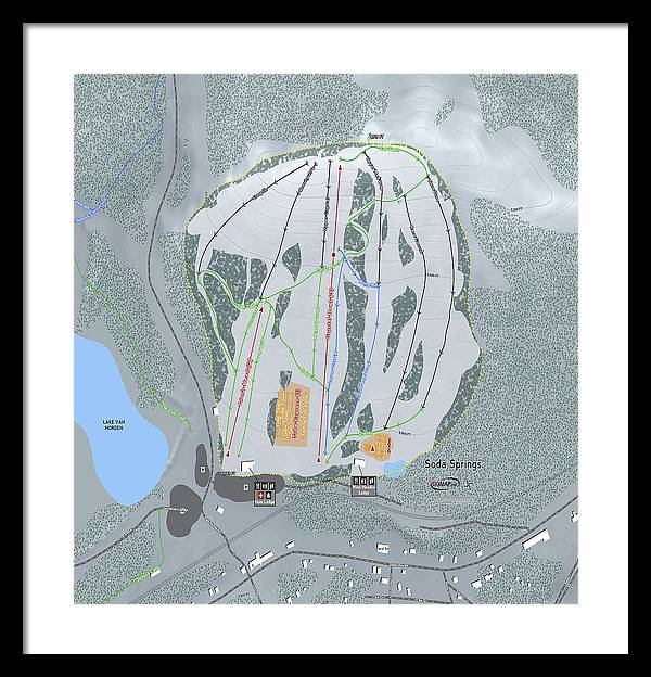 Soda Springs Ski Trail Map - Framed Print - Powderaddicts