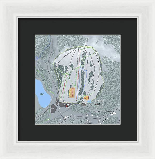 Soda Springs Ski Trail Map - Framed Print - Powderaddicts