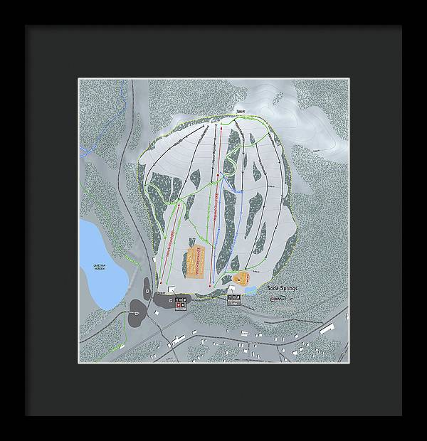 Soda Springs Ski Trail Map - Framed Print - Powderaddicts