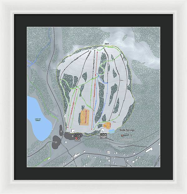 Soda Springs Ski Trail Map - Framed Print - Powderaddicts