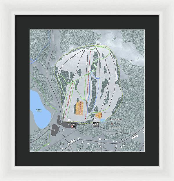 Soda Springs Ski Trail Map - Framed Print - Powderaddicts