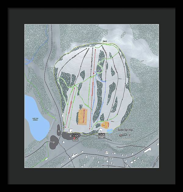 Soda Springs Ski Trail Map - Framed Print - Powderaddicts