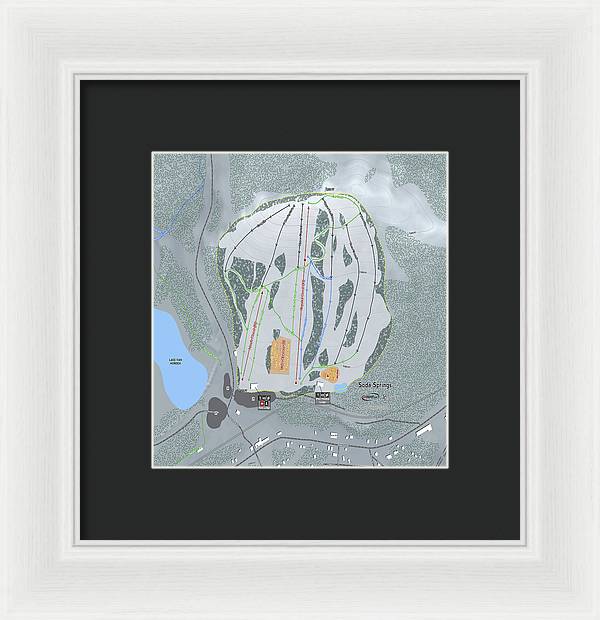 Soda Springs Ski Trail Map - Framed Print - Powderaddicts