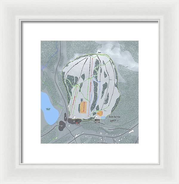 Soda Springs Ski Trail Map - Framed Print - Powderaddicts