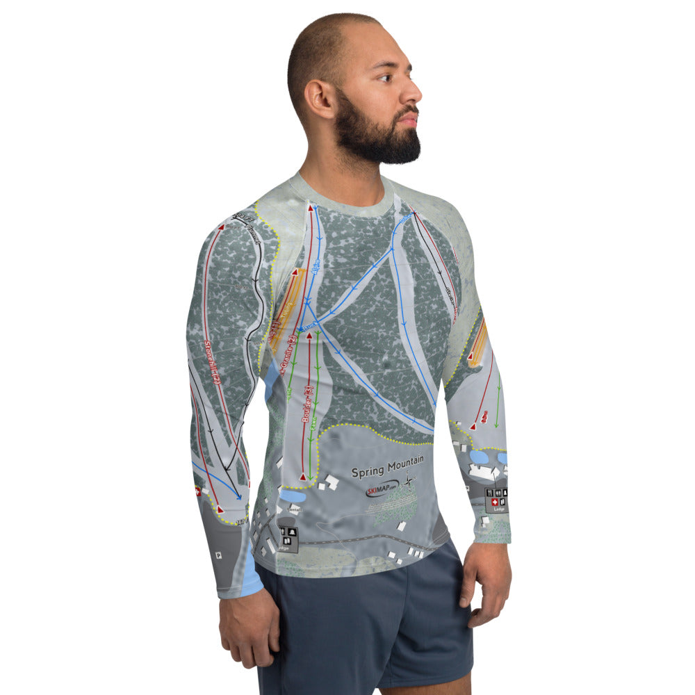 Spring Mountain, Pennsylvania Ski Trail Map Men's Base Layer Top - Powderaddicts