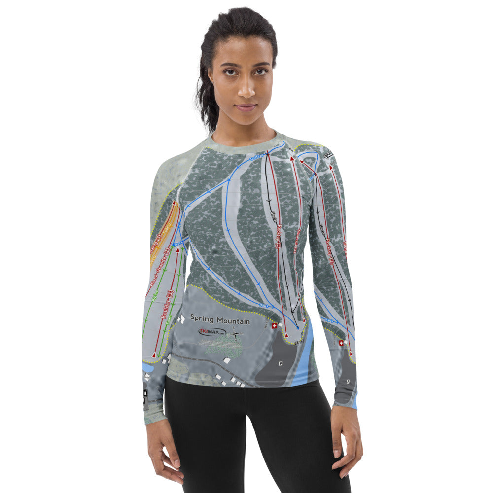 Spring Mountain, Pennsylvania Ski Trail Map Women's Base Layer Top - Powderaddicts