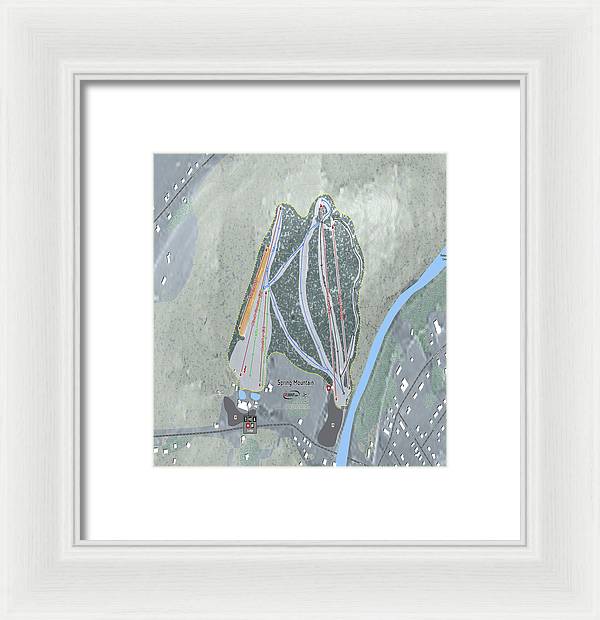 Spring Mountain Ski Trail Map - Framed Print - Powderaddicts