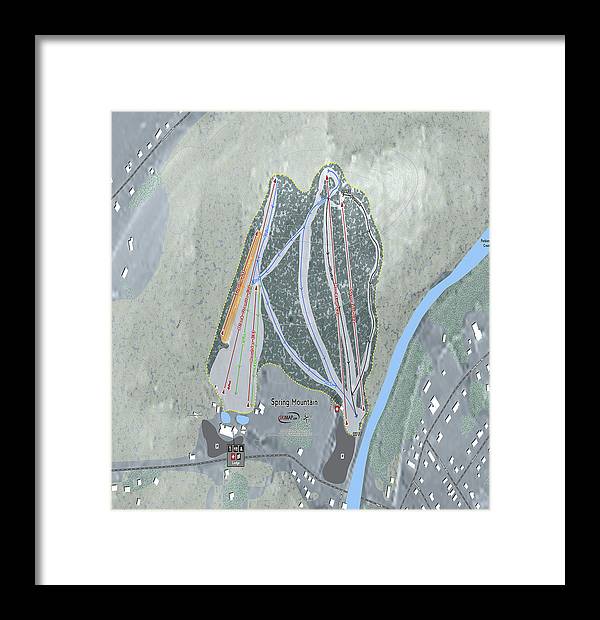 Spring Mountain Ski Trail Map - Framed Print - Powderaddicts