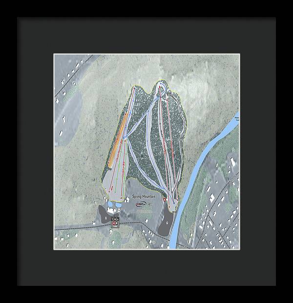 Spring Mountain Ski Trail Map - Framed Print - Powderaddicts