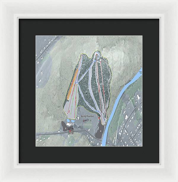 Spring Mountain Ski Trail Map - Framed Print - Powderaddicts