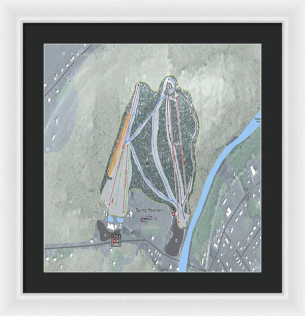 Spring Mountain Ski Trail Map - Framed Print - Powderaddicts