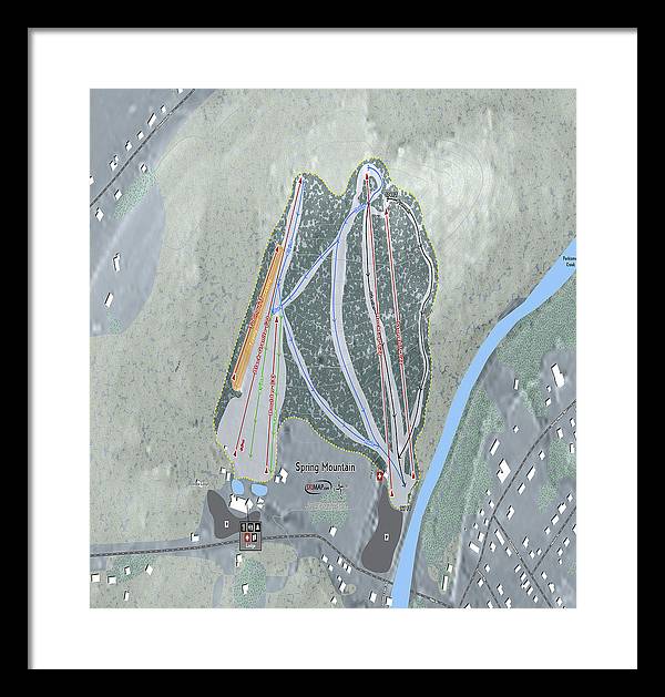 Spring Mountain Ski Trail Map - Framed Print - Powderaddicts