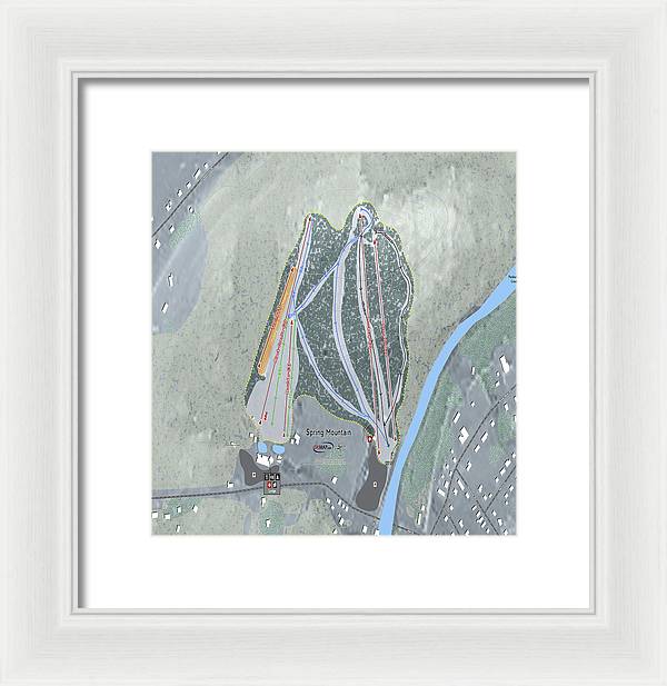 Spring Mountain Ski Trail Map - Framed Print - Powderaddicts