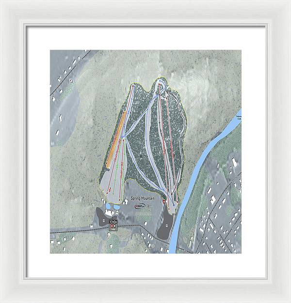 Spring Mountain Ski Trail Map - Framed Print - Powderaddicts