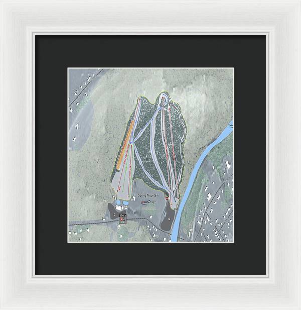 Spring Mountain Ski Trail Map - Framed Print - Powderaddicts