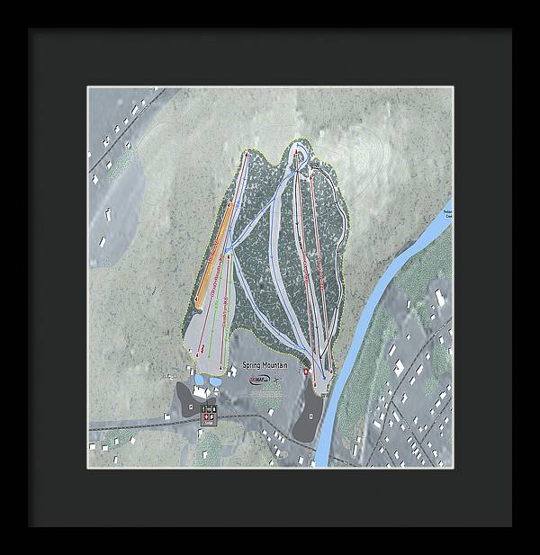Spring Mountain Ski Trail Map - Framed Print - Powderaddicts