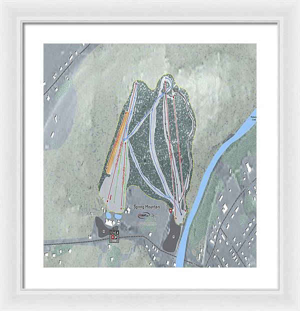 Spring Mountain Ski Trail Map - Framed Print - Powderaddicts