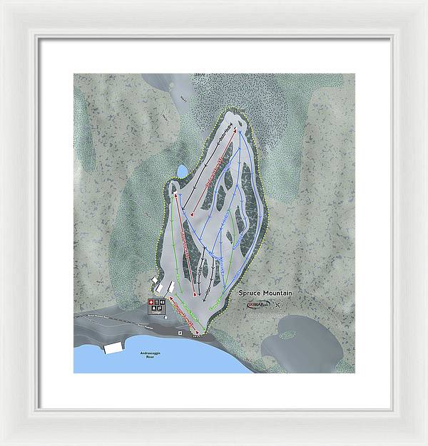 Spruce Mountain Ski Trail Map - Framed Print - Powderaddicts