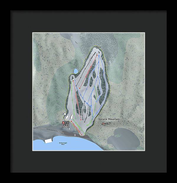 Spruce Mountain Ski Trail Map - Framed Print - Powderaddicts