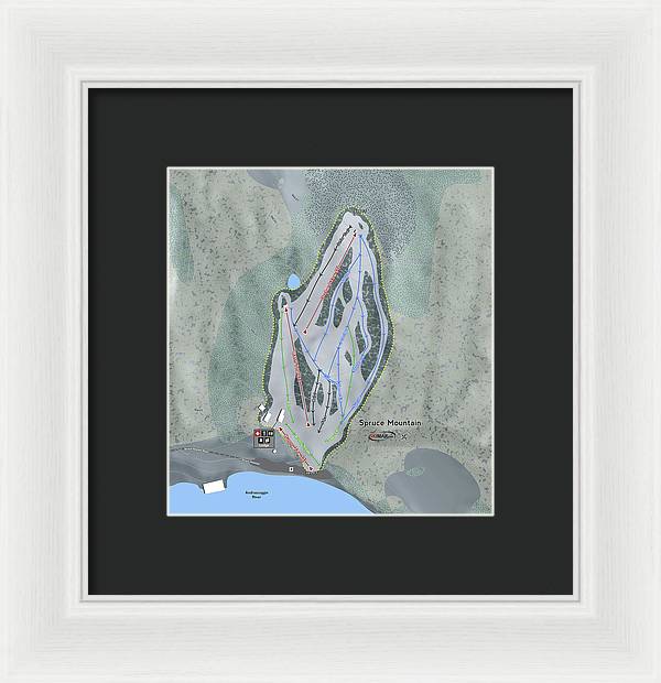 Spruce Mountain Ski Trail Map - Framed Print - Powderaddicts
