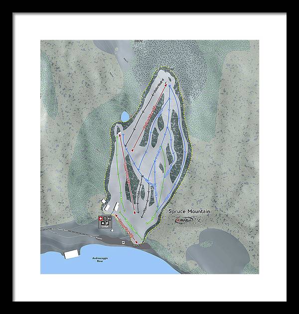 Spruce Mountain Ski Trail Map - Framed Print - Powderaddicts