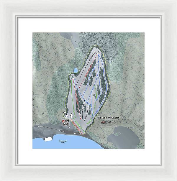 Spruce Mountain Ski Trail Map - Framed Print - Powderaddicts