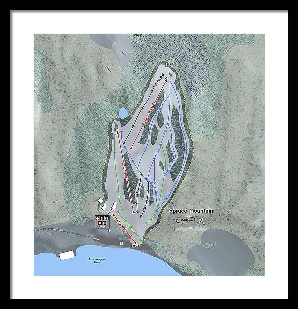 Spruce Mountain Ski Trail Map - Framed Print - Powderaddicts