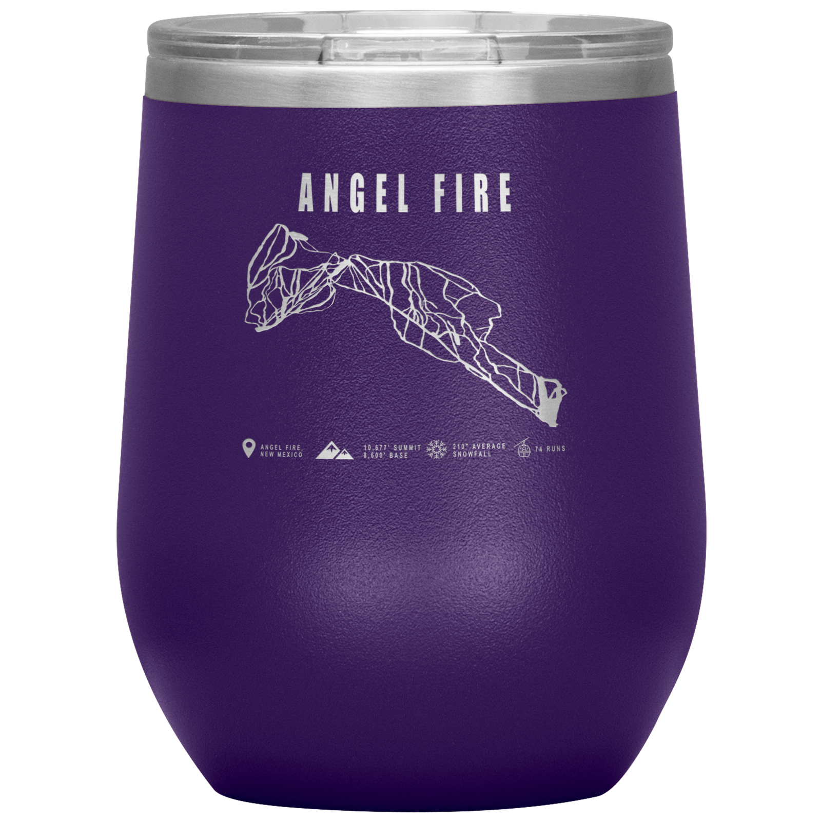 Angel Fire, New Mexico Ski Trail Map Wine 12oz Tumbler - Powderaddicts