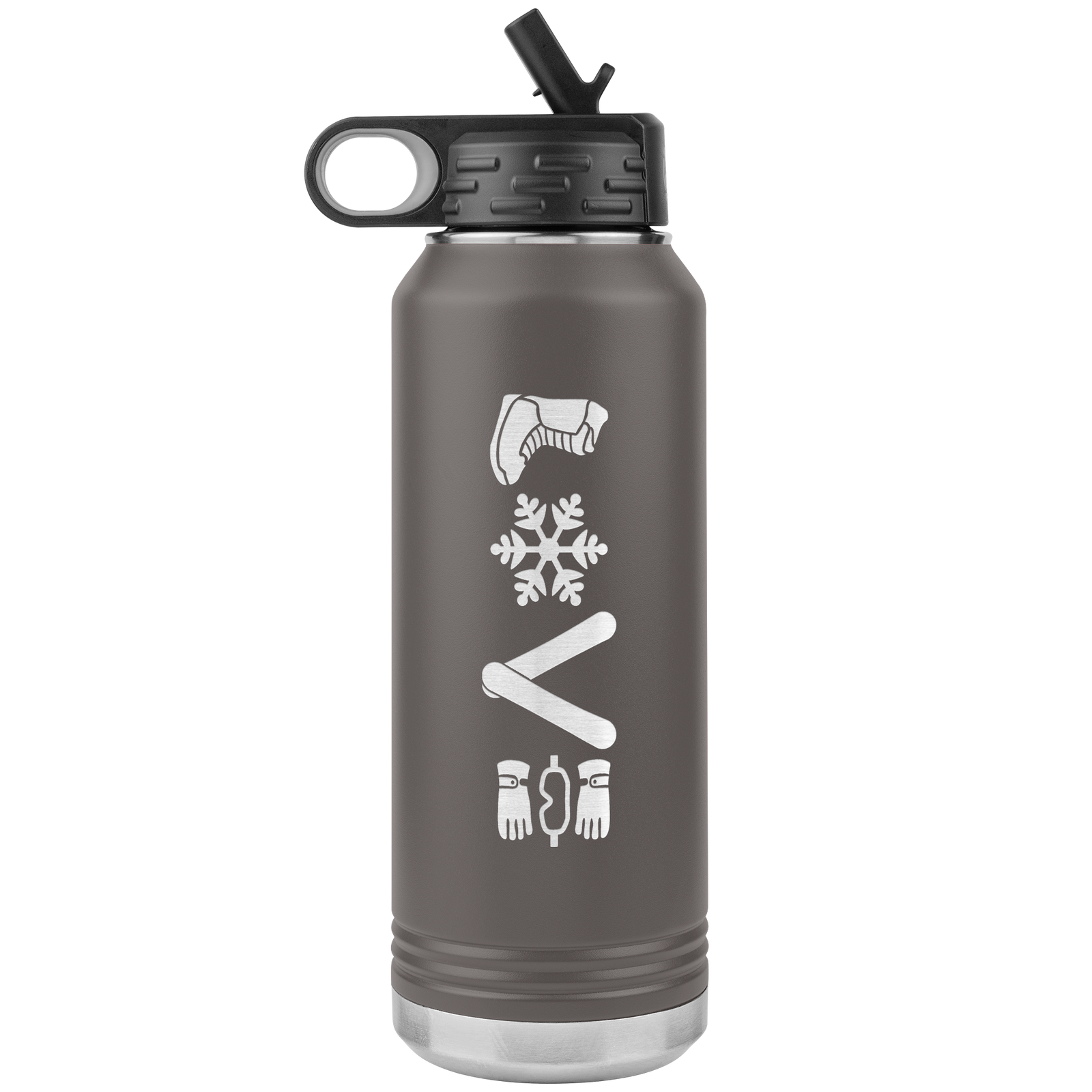 Love Snowboard Symbols 32oz Water Bottle Tumbler - Powderaddicts