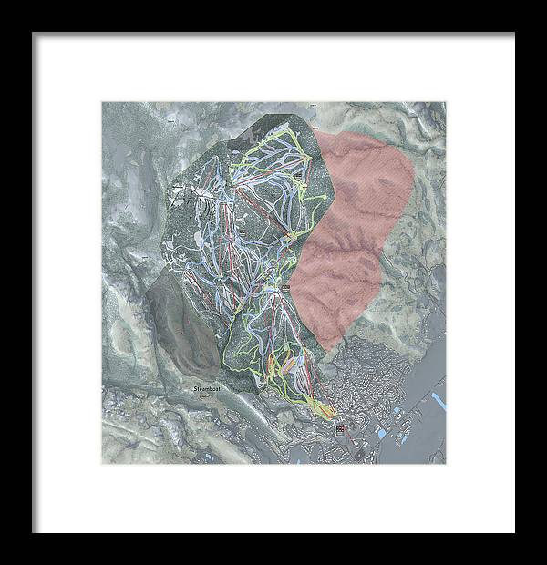 Steamboat Ski Resort Map - Framed Print