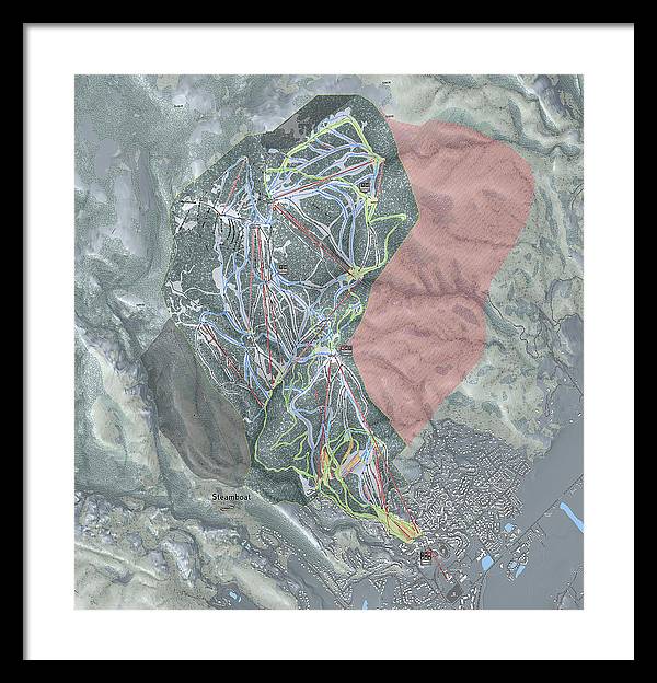 Steamboat Ski Resort Map - Framed Print