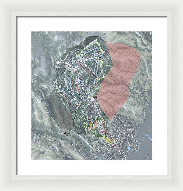 Steamboat Ski Resort Map - Framed Print