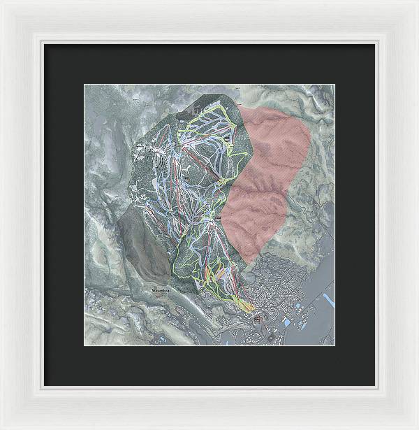 Steamboat Ski Resort Map - Framed Print