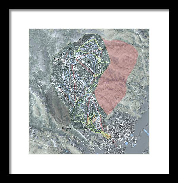 Steamboat Ski Resort Map - Framed Print