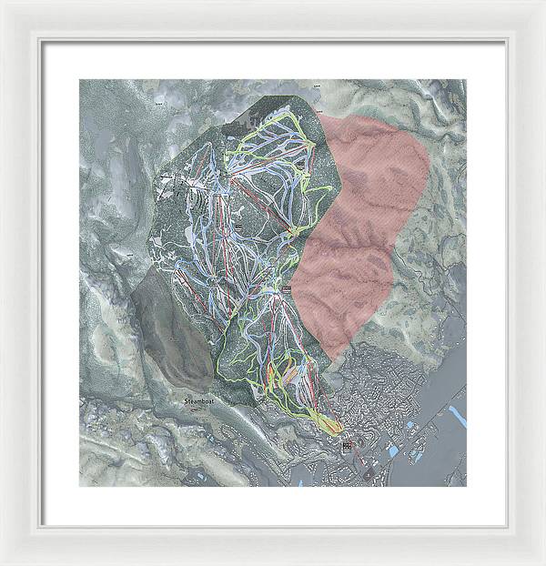 Steamboat Ski Resort Map - Framed Print