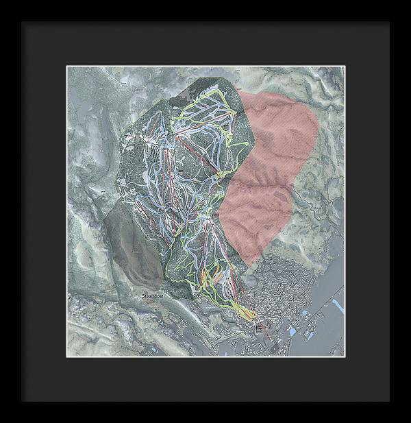Steamboat Ski Resort Map - Framed Print