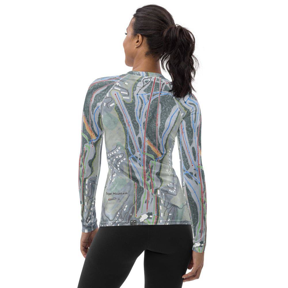 Sugar Mountain, North Carolina Ski Trail Map Women's Base Layer Top - Powderaddicts