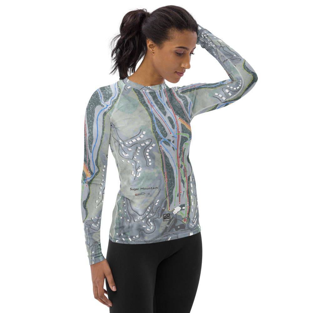 Sugar Mountain, North Carolina Ski Trail Map Women's Base Layer Top - Powderaddicts