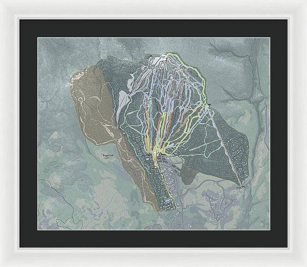 Sugarloaf, Maine Ski Trail Map - Framed Print