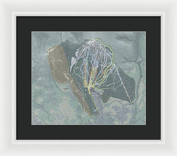 Sugarloaf, Maine Ski Trail Map - Framed Print