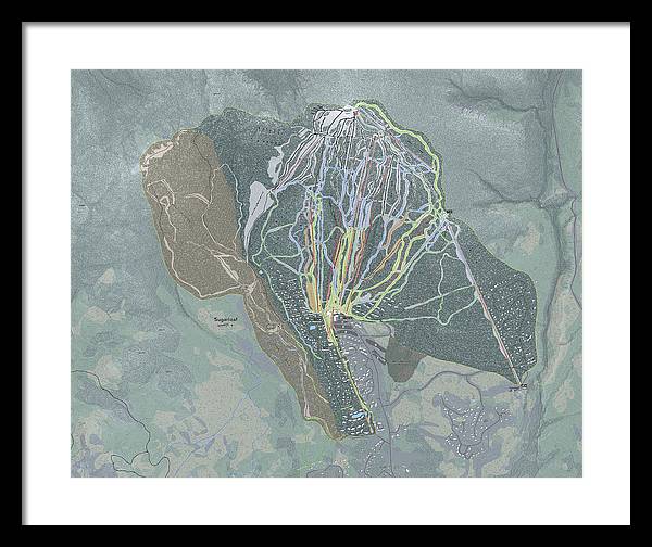 Sugarloaf, Maine Ski Trail Map - Framed Print