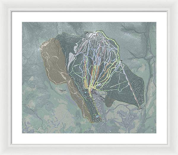 Sugarloaf, Maine Ski Trail Map - Framed Print