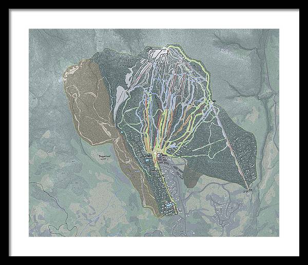 Sugarloaf, Maine Ski Trail Map - Framed Print