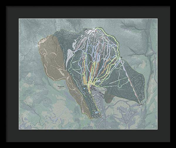 Sugarloaf, Maine Ski Trail Map - Framed Print