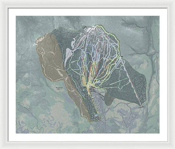 Sugarloaf, Maine Ski Trail Map - Framed Print