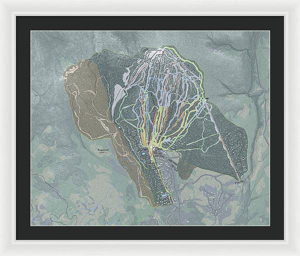 Sugarloaf, Maine Ski Trail Map - Framed Print