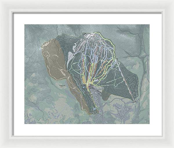 Sugarloaf, Maine Ski Trail Map - Framed Print